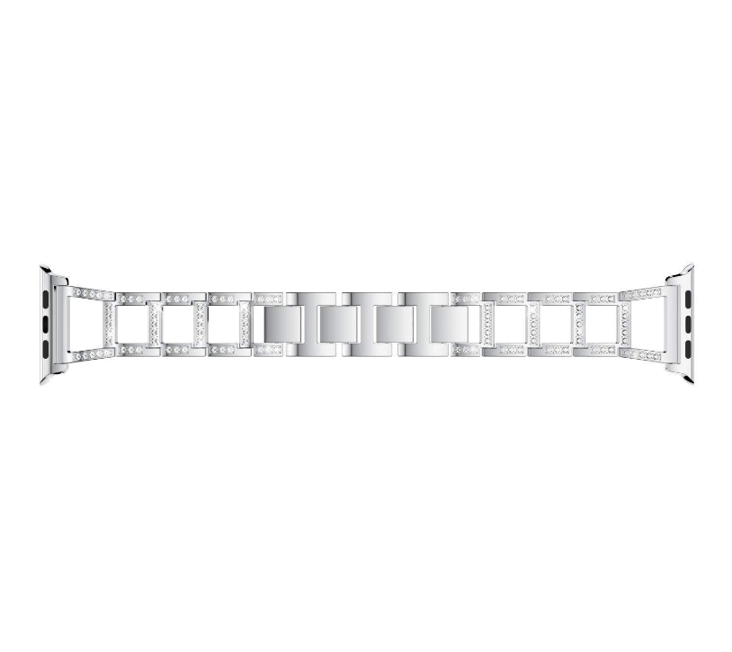 Trapezoidal stainless steel diamond watch band