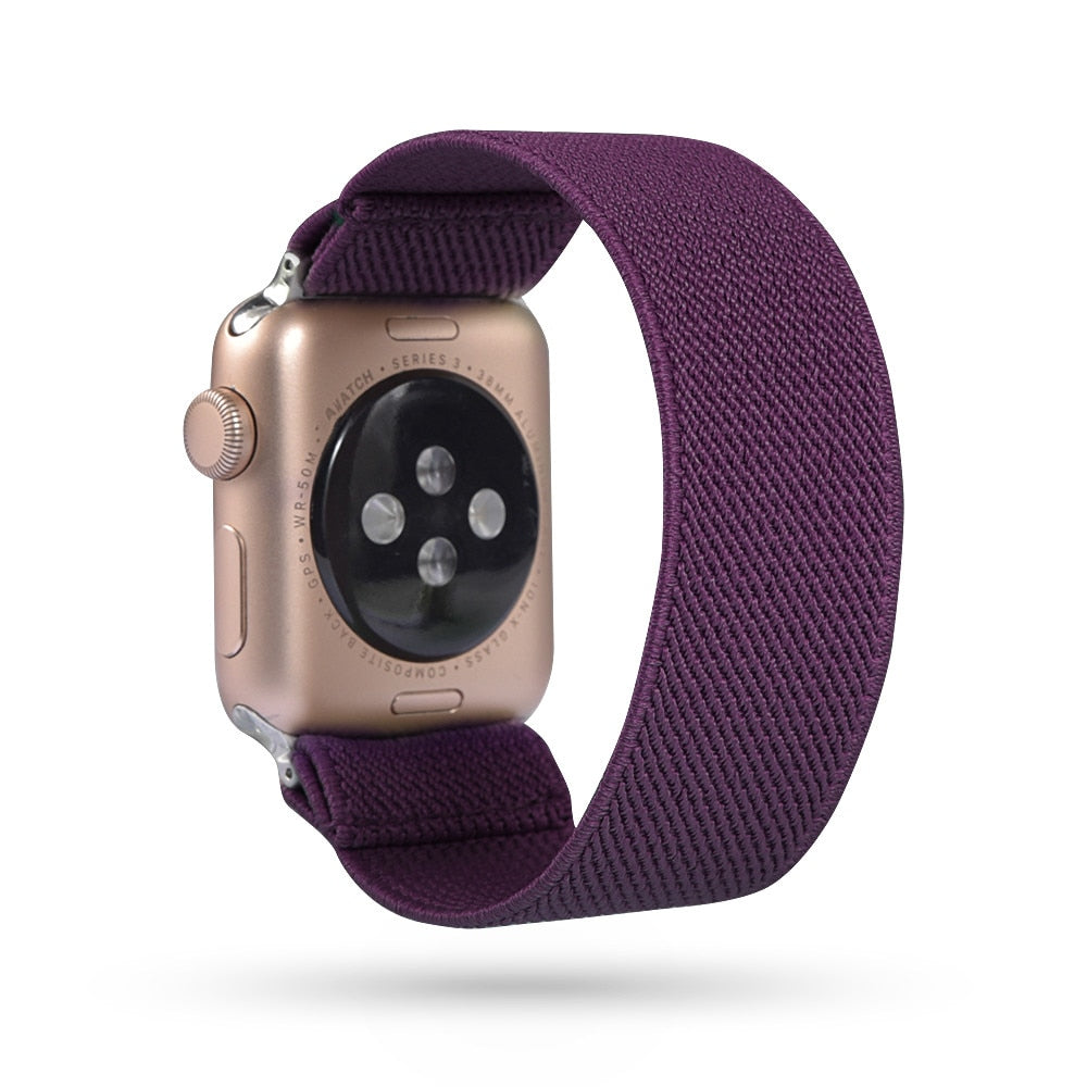 Correa de repuesto elástica de nailon Solo Loop compatible con Apple Watch Series 10, 9, 8, 7, 6, 5, 4, 3, 2 y 1 SE Ultra