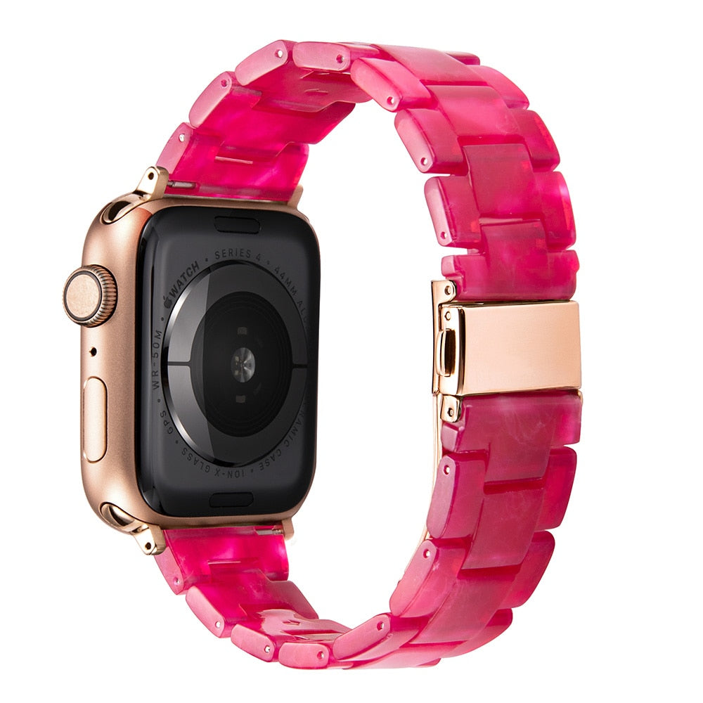 Correa de reloj de resina compatible con Apple Watch Series 10, 9, 8, 7, 6, 5, 4, 3, 2, 1 SE Ultra, accesorios de muñeca, pulsera de repuesto