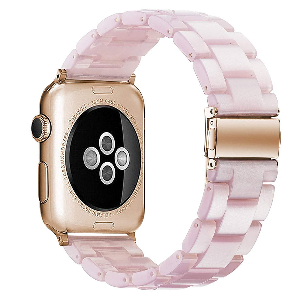 Correa de reloj de resina compatible con Apple Watch Series 10, 9, 8, 7, 6, 5, 4, 3, 2, 1 SE Ultra, accesorios de muñeca, pulsera de repuesto