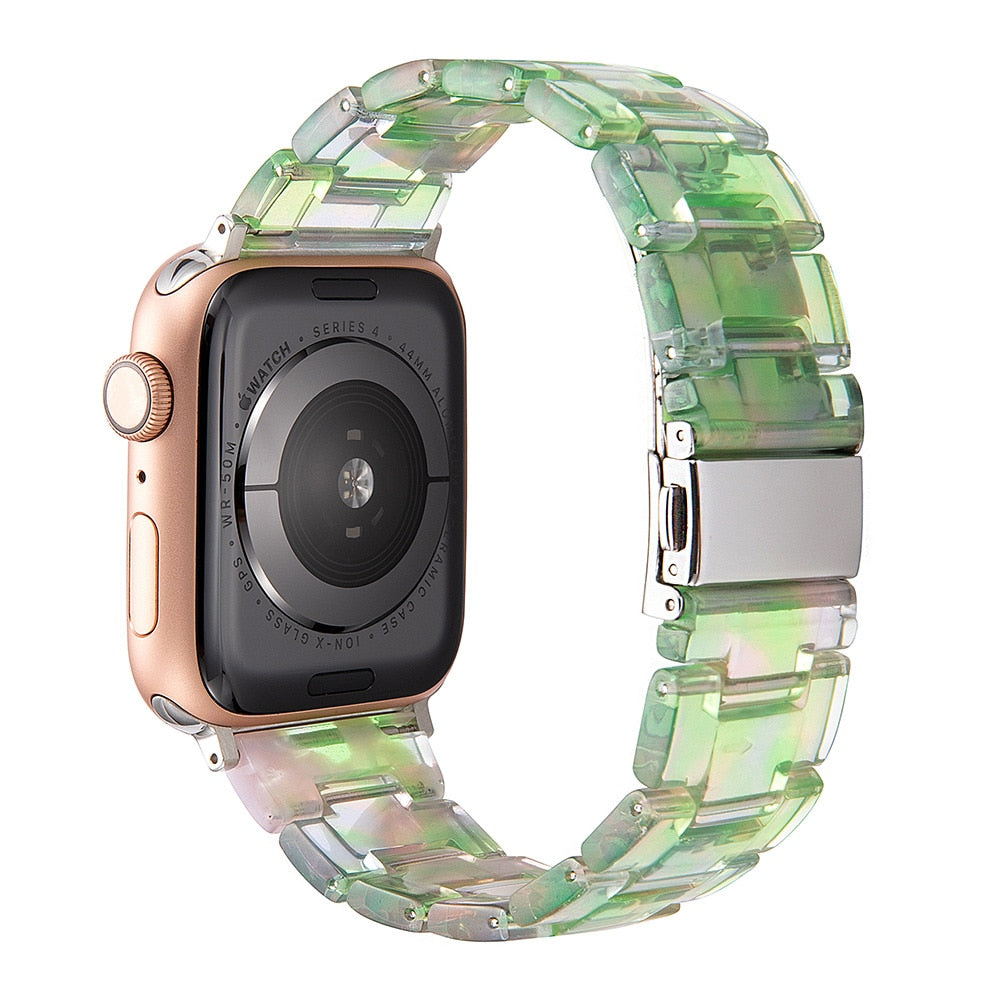 Correa de reloj de resina compatible con Apple Watch Series 10, 9, 8, 7, 6, 5, 4, 3, 2, 1 SE Ultra, accesorios de muñeca, pulsera de repuesto