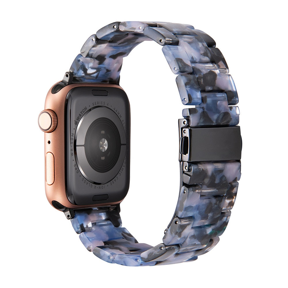 Correa de reloj de resina compatible con Apple Watch Series 10, 9, 8, 7, 6, 5, 4, 3, 2, 1 SE Ultra, accesorios de muñeca, pulsera de repuesto