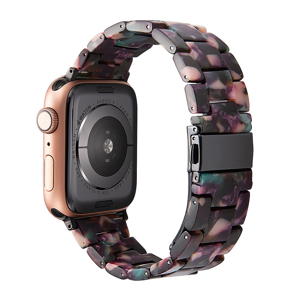 Correa de reloj de resina compatible con Apple Watch Series 10, 9, 8, 7, 6, 5, 4, 3, 2, 1 SE Ultra, accesorios de muñeca, pulsera de repuesto