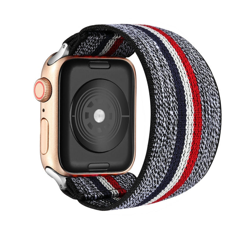 Correa de repuesto elástica de nailon Solo Loop compatible con Apple Watch Series 10, 9, 8, 7, 6, 5, 4, 3, 2 y 1 SE Ultra