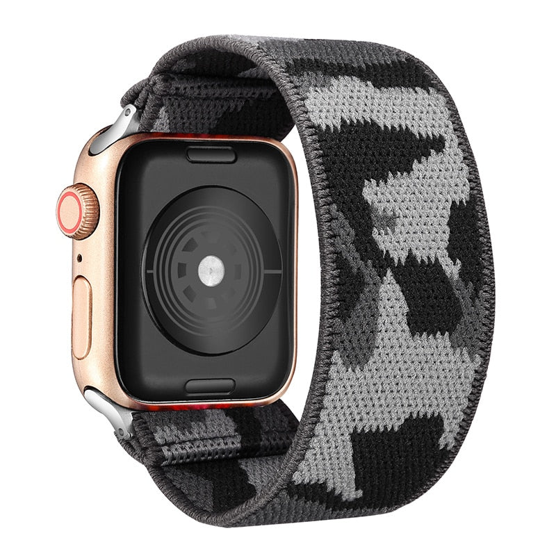 Correa de repuesto elástica de nailon Solo Loop compatible con Apple Watch Series 10, 9, 8, 7, 6, 5, 4, 3, 2 y 1 SE Ultra