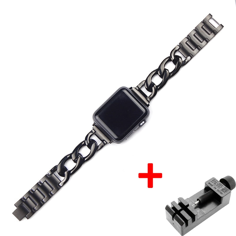 Correa de acero inoxidable FDK para Apple Watch 8, 6, SE, 5, 4, 40 mm, 44 mm, pulsera para Iwatch Series 7, 6, 5, 4, 3, 38 y 42