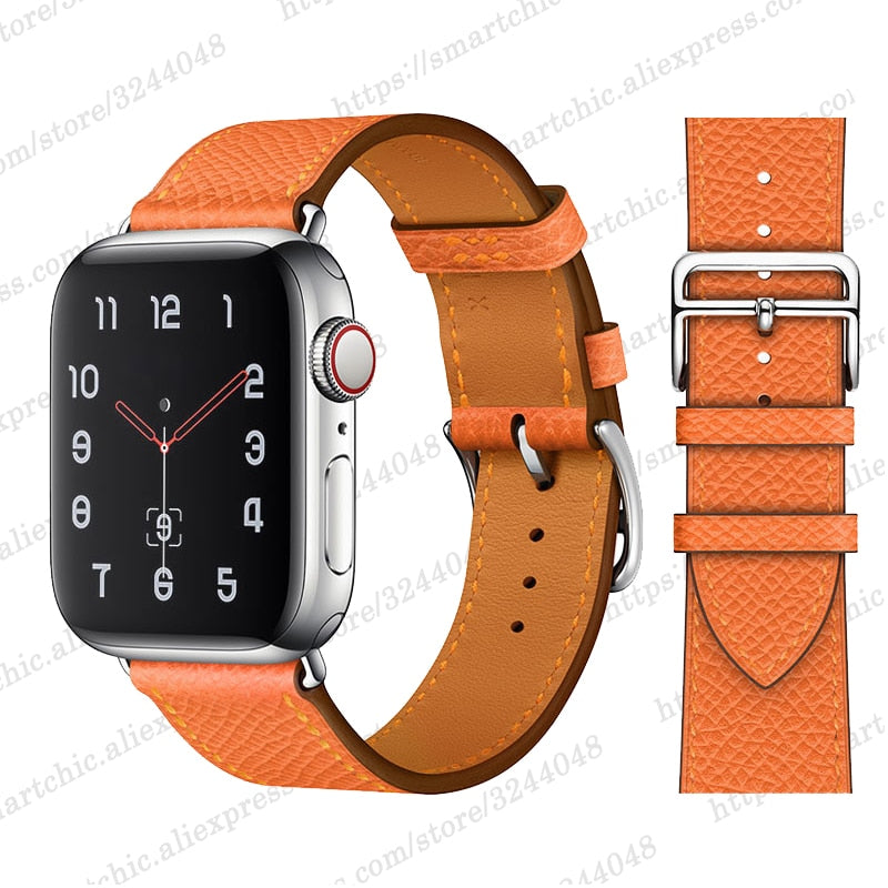 Correas de reloj de cuero genuino para Apple Watch Band 6 SE 5 4 3 2 1 44MM 40MM Serie 6 Pulsera de reloj 42MM 38MM para correas Iwatch