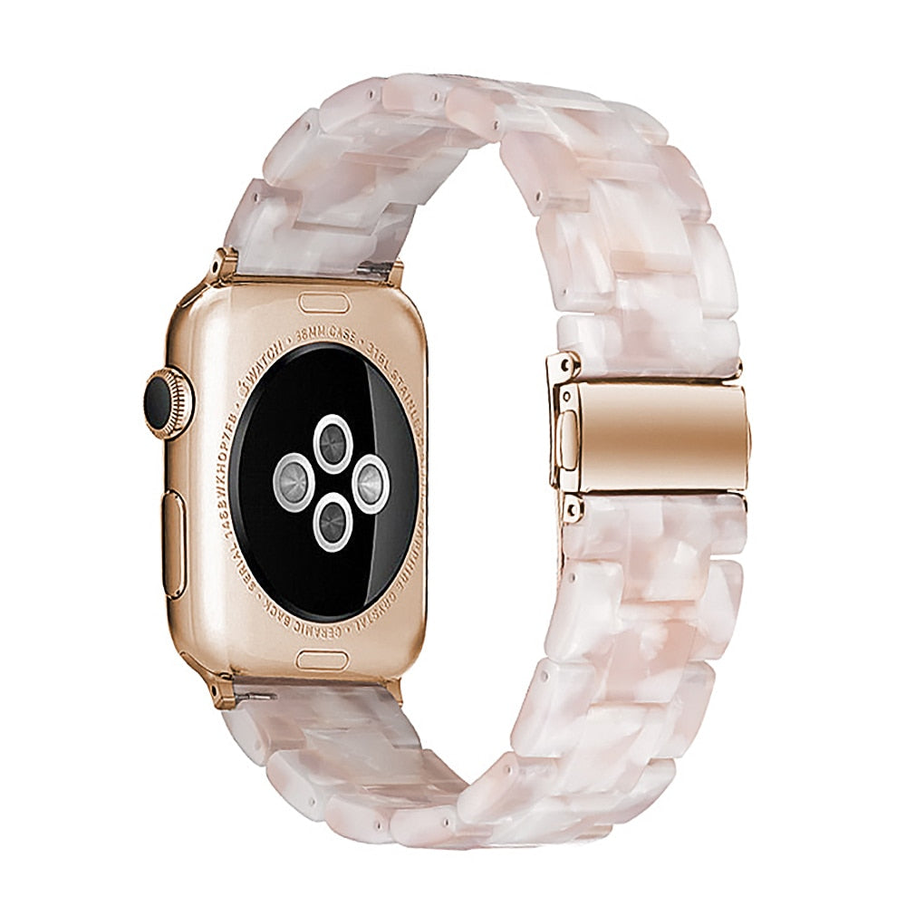 Correa de reloj de resina compatible con Apple Watch Series 10, 9, 8, 7, 6, 5, 4, 3, 2, 1 SE Ultra, accesorios de muñeca, pulsera de repuesto