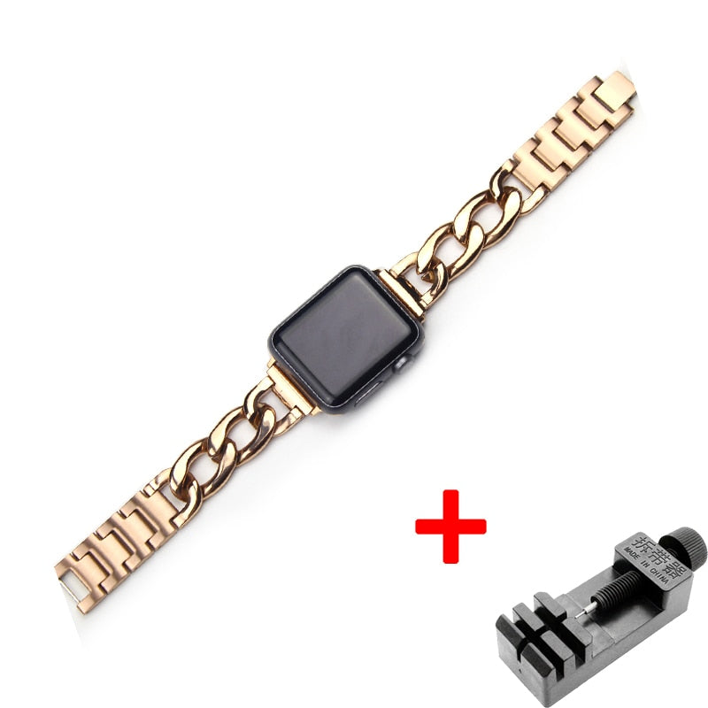 Correa de acero inoxidable FDK para Apple Watch 8, 6, SE, 5, 4, 40 mm, 44 mm, pulsera para Iwatch Series 7, 6, 5, 4, 3, 38 y 42