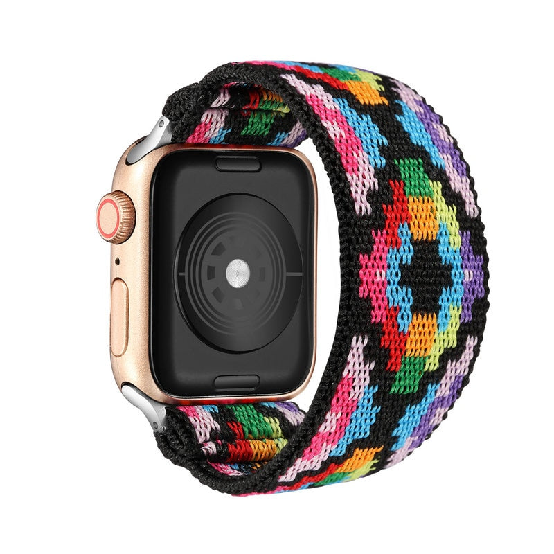 Correa de repuesto elástica de nailon Solo Loop compatible con Apple Watch Series 10, 9, 8, 7, 6, 5, 4, 3, 2 y 1 SE Ultra