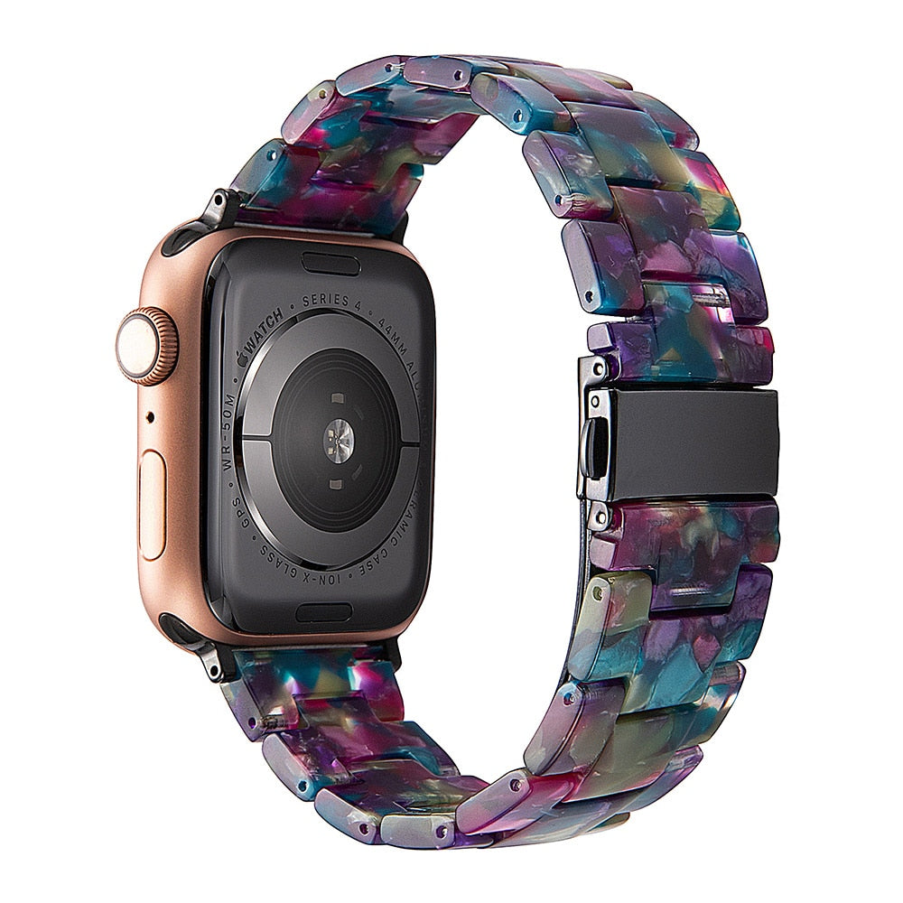 Correa de reloj de resina compatible con Apple Watch Series 10, 9, 8, 7, 6, 5, 4, 3, 2, 1 SE Ultra, accesorios de muñeca, pulsera de repuesto