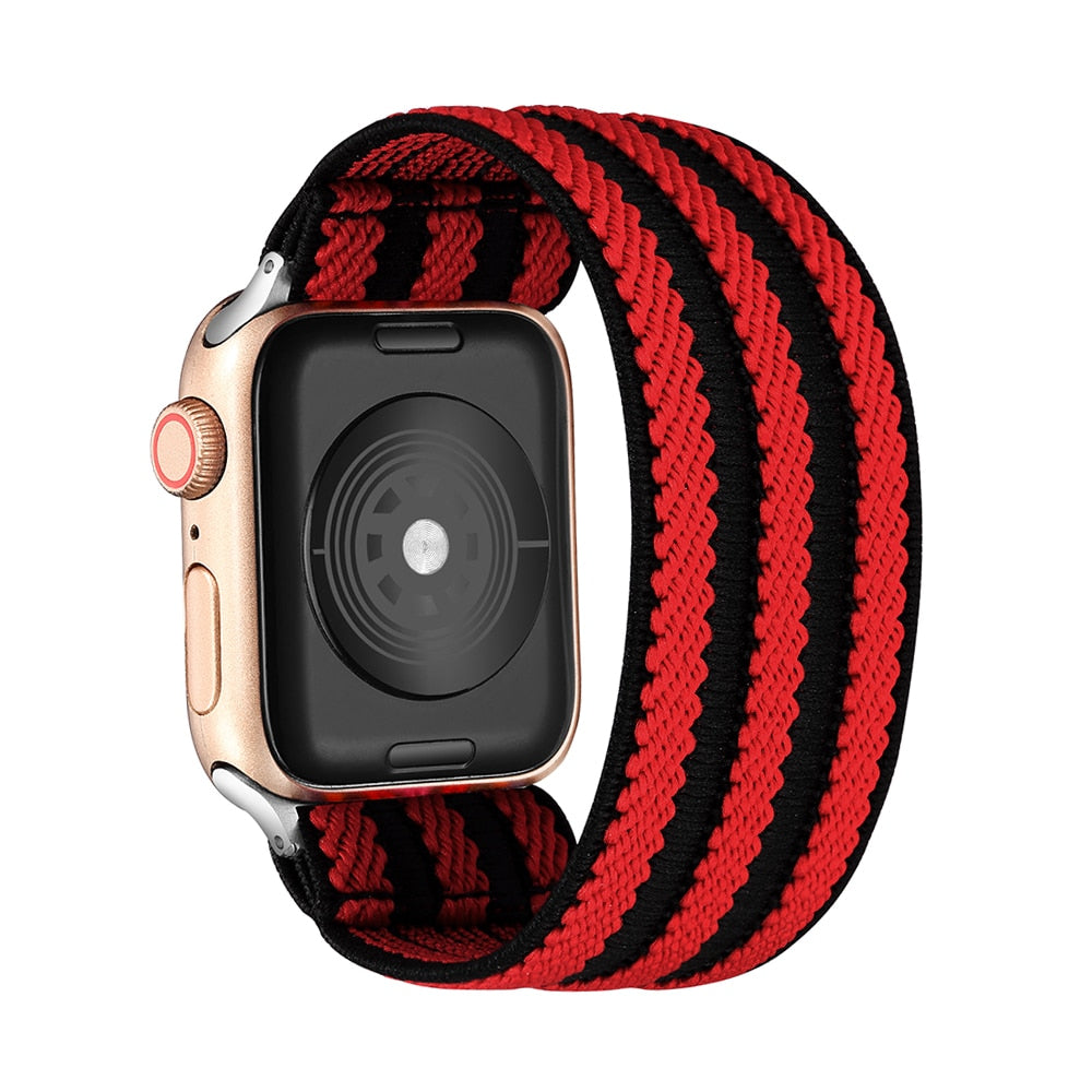 Correa de repuesto elástica de nailon Solo Loop compatible con Apple Watch Series 10, 9, 8, 7, 6, 5, 4, 3, 2 y 1 SE Ultra