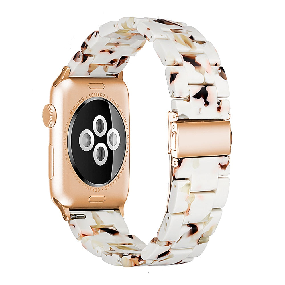 Correa de reloj de resina compatible con Apple Watch Series 10, 9, 8, 7, 6, 5, 4, 3, 2, 1 SE Ultra, accesorios de muñeca, pulsera de repuesto