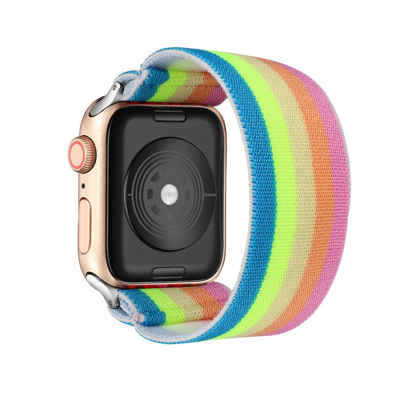 Correa de repuesto elástica de nailon Solo Loop compatible con Apple Watch Series 10, 9, 8, 7, 6, 5, 4, 3, 2 y 1 SE Ultra