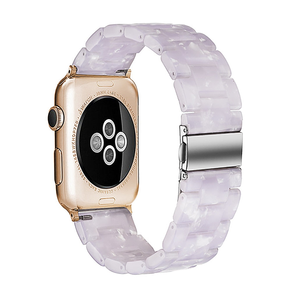 Correa de reloj de resina compatible con Apple Watch Series 10, 9, 8, 7, 6, 5, 4, 3, 2, 1 SE Ultra, accesorios de muñeca, pulsera de repuesto