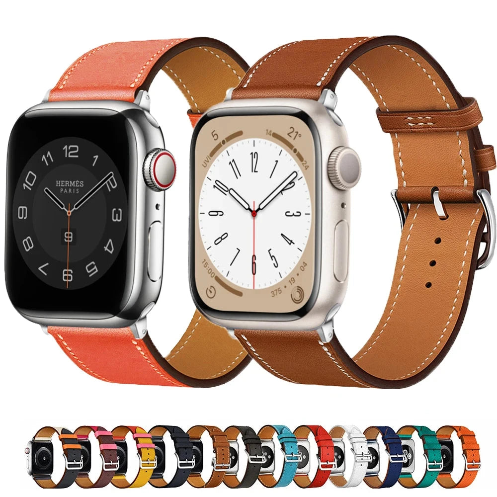 Correas de cuero compatibles con Apple Watch Tamaño 49mm 44mm 40mm 41mm 38mm 42 Pulsera de un solo giro Correa iWatch Ultra Serie 3 4 6 SE 7 8 45mm