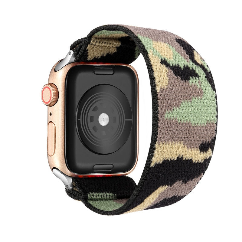 Correa de repuesto elástica de nailon Solo Loop compatible con Apple Watch Series 10, 9, 8, 7, 6, 5, 4, 3, 2 y 1 SE Ultra