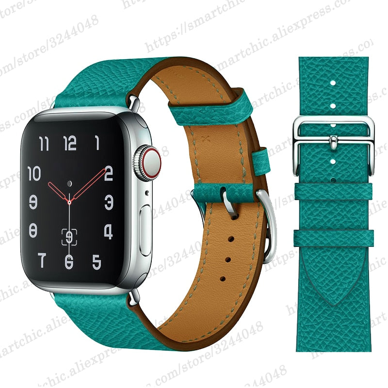 Correas de reloj de cuero genuino para Apple Watch Band 6 SE 5 4 3 2 1 44MM 40MM Serie 6 Pulsera de reloj 42MM 38MM para correas Iwatch