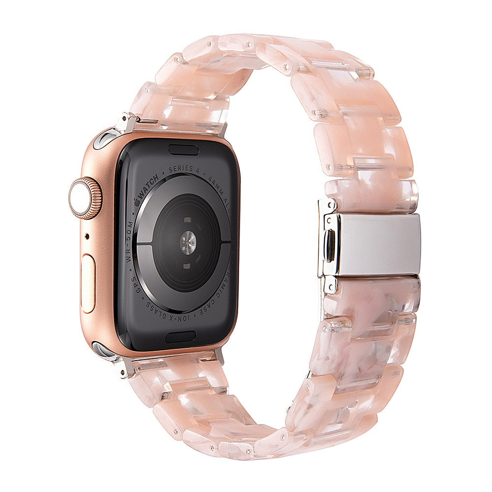 Correa de reloj de resina compatible con Apple Watch Series 10, 9, 8, 7, 6, 5, 4, 3, 2, 1 SE Ultra, accesorios de muñeca, pulsera de repuesto