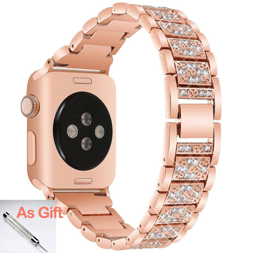 Correa de acero inoxidable para Apple Watch Band 7 6 SE 5 4 41 mm 45 mm 38 mm 42 mm ultra 49 mm Pulsera de diamantes Iwatch Series 8 40 mm 44 mm