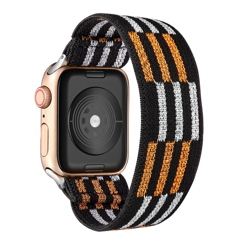 Correa de repuesto elástica de nailon Solo Loop compatible con Apple Watch Series 10, 9, 8, 7, 6, 5, 4, 3, 2 y 1 SE Ultra