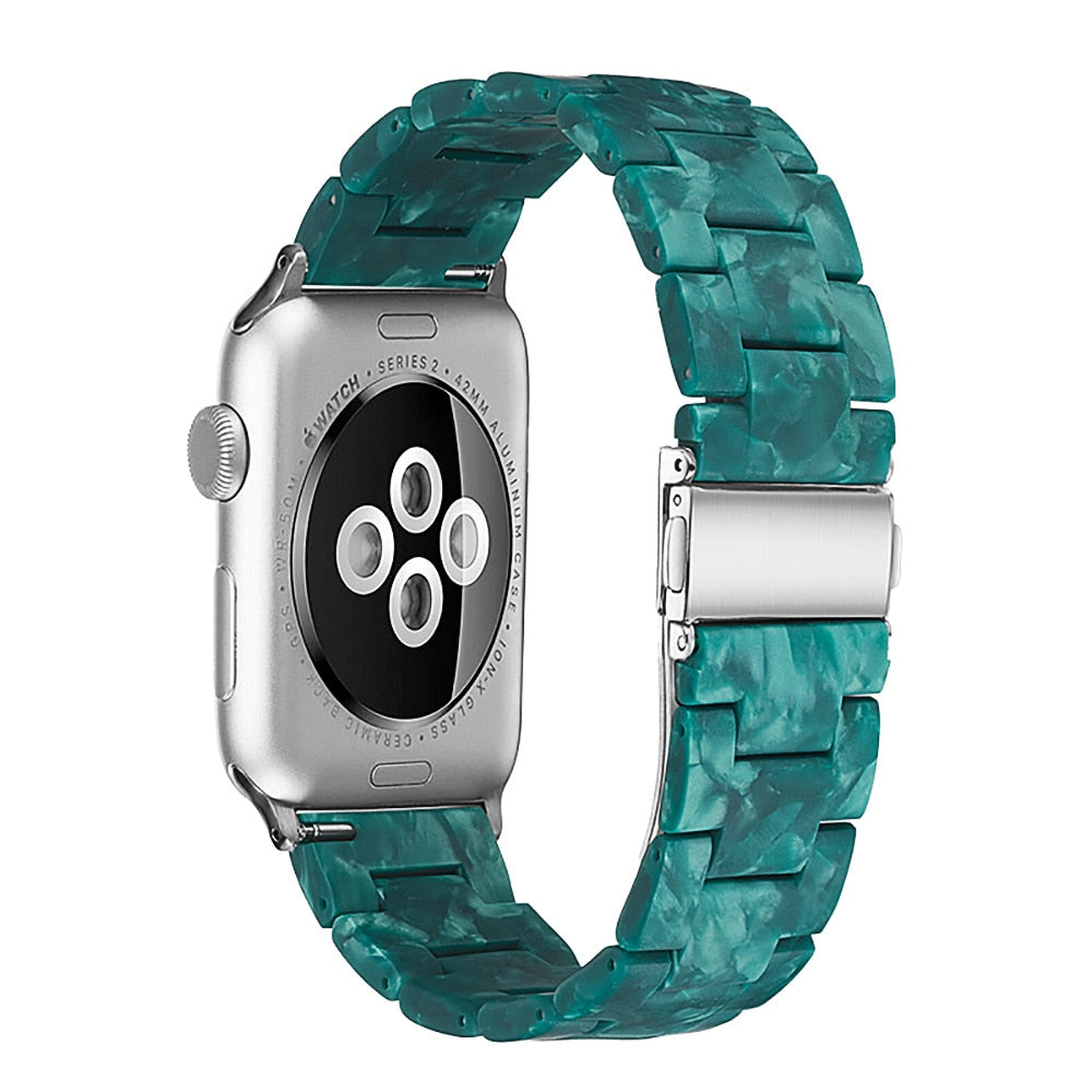 Correa de reloj de resina compatible con Apple Watch Series 10, 9, 8, 7, 6, 5, 4, 3, 2, 1 SE Ultra, accesorios de muñeca, pulsera de repuesto