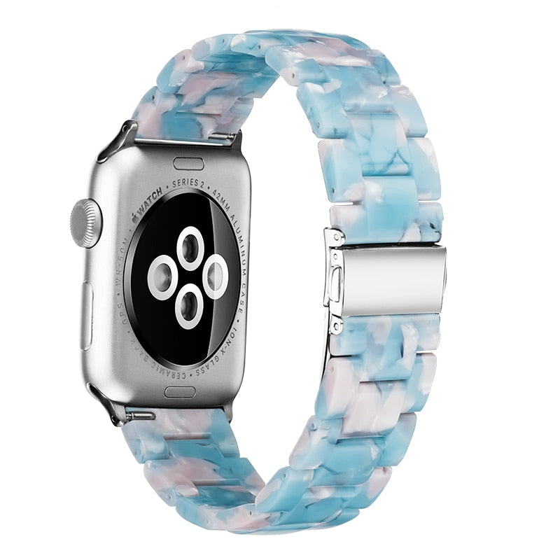 Correa de reloj de resina compatible con Apple Watch Series 10, 9, 8, 7, 6, 5, 4, 3, 2, 1 SE Ultra, accesorios de muñeca, pulsera de repuesto