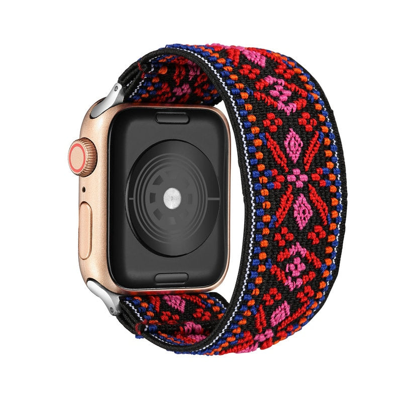 Correa de repuesto elástica de nailon Solo Loop compatible con Apple Watch Series 10, 9, 8, 7, 6, 5, 4, 3, 2 y 1 SE Ultra