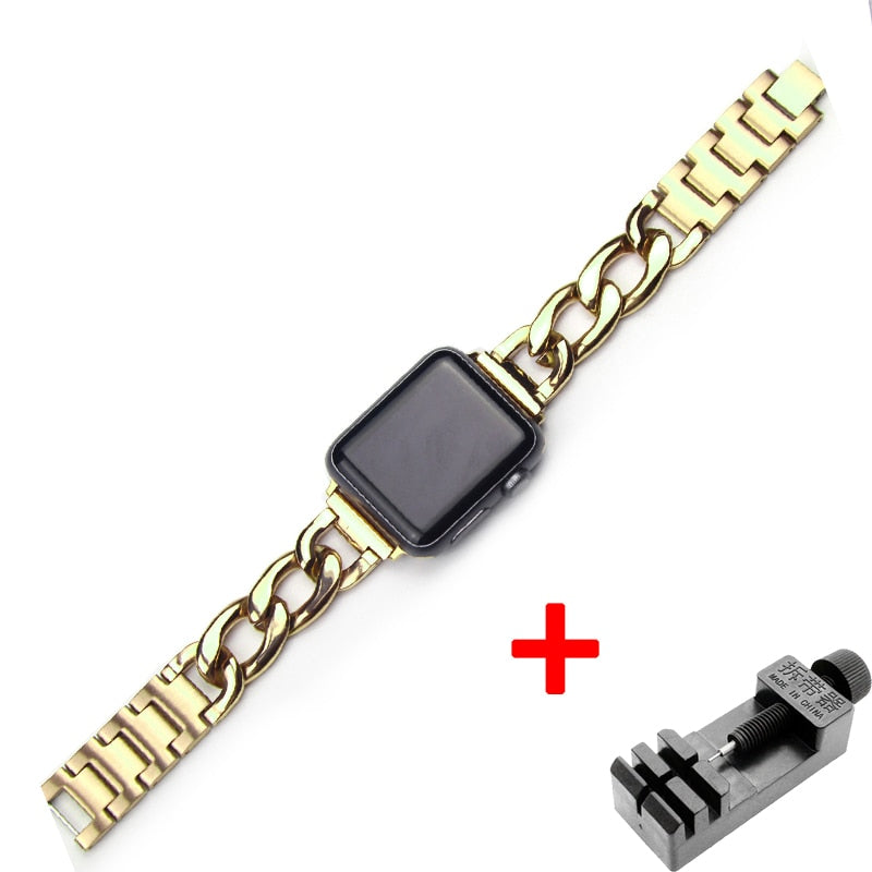 Correa de acero inoxidable FDK para Apple Watch 8, 6, SE, 5, 4, 40 mm, 44 mm, pulsera para Iwatch Series 7, 6, 5, 4, 3, 38 y 42