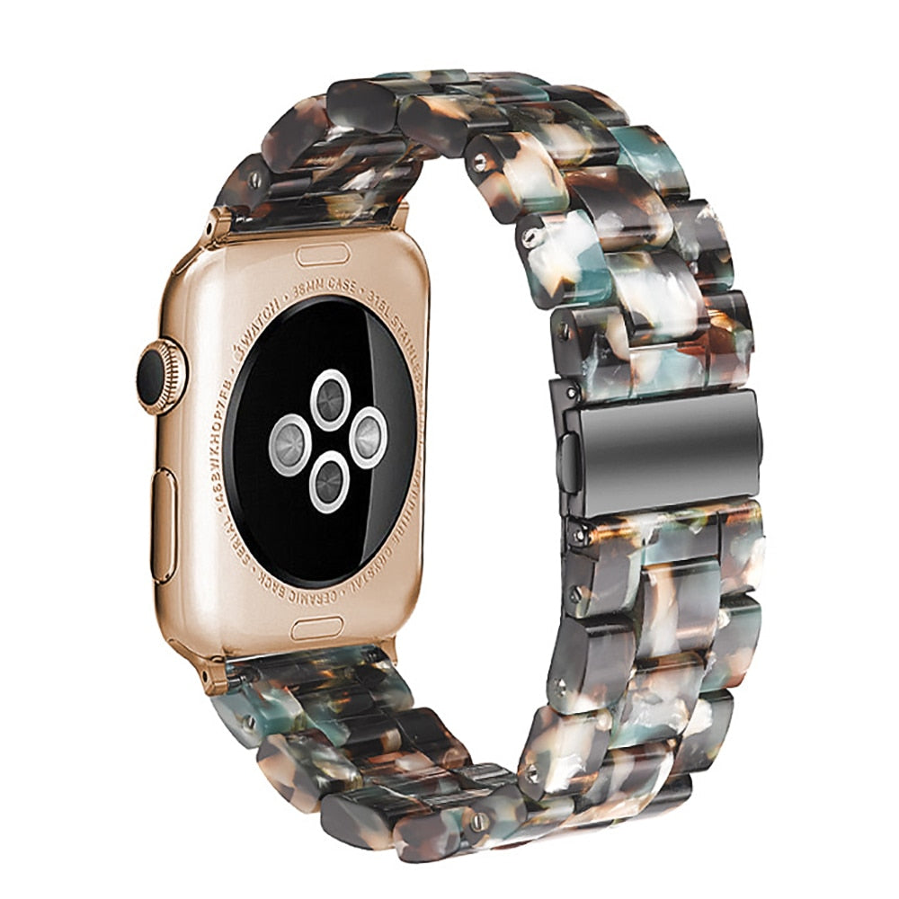 Correa de reloj de resina compatible con Apple Watch Series 10, 9, 8, 7, 6, 5, 4, 3, 2, 1 SE Ultra, accesorios de muñeca, pulsera de repuesto