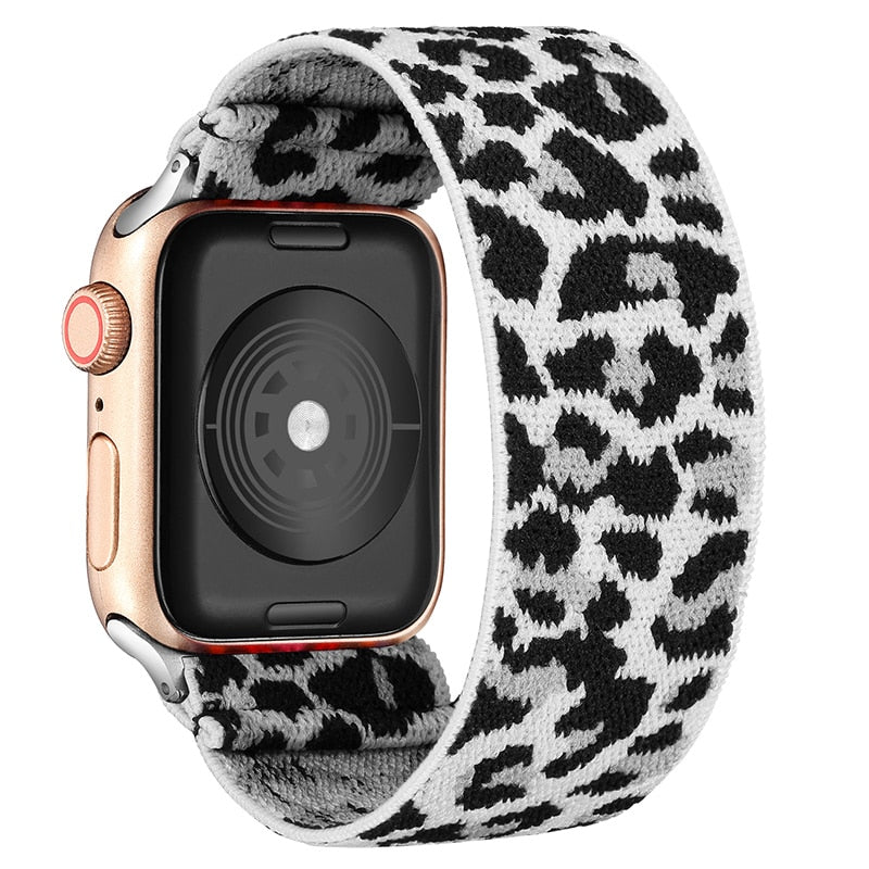 Correa de repuesto elástica de nailon Solo Loop compatible con Apple Watch Series 10, 9, 8, 7, 6, 5, 4, 3, 2 y 1 SE Ultra