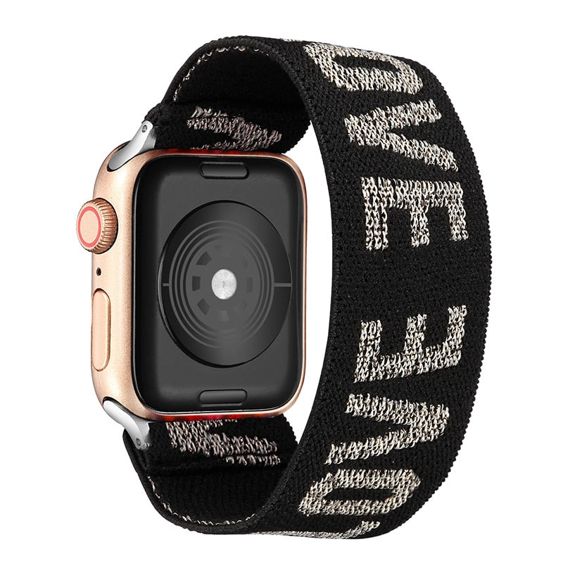 Correa de repuesto elástica de nailon Solo Loop compatible con Apple Watch Series 10, 9, 8, 7, 6, 5, 4, 3, 2 y 1 SE Ultra