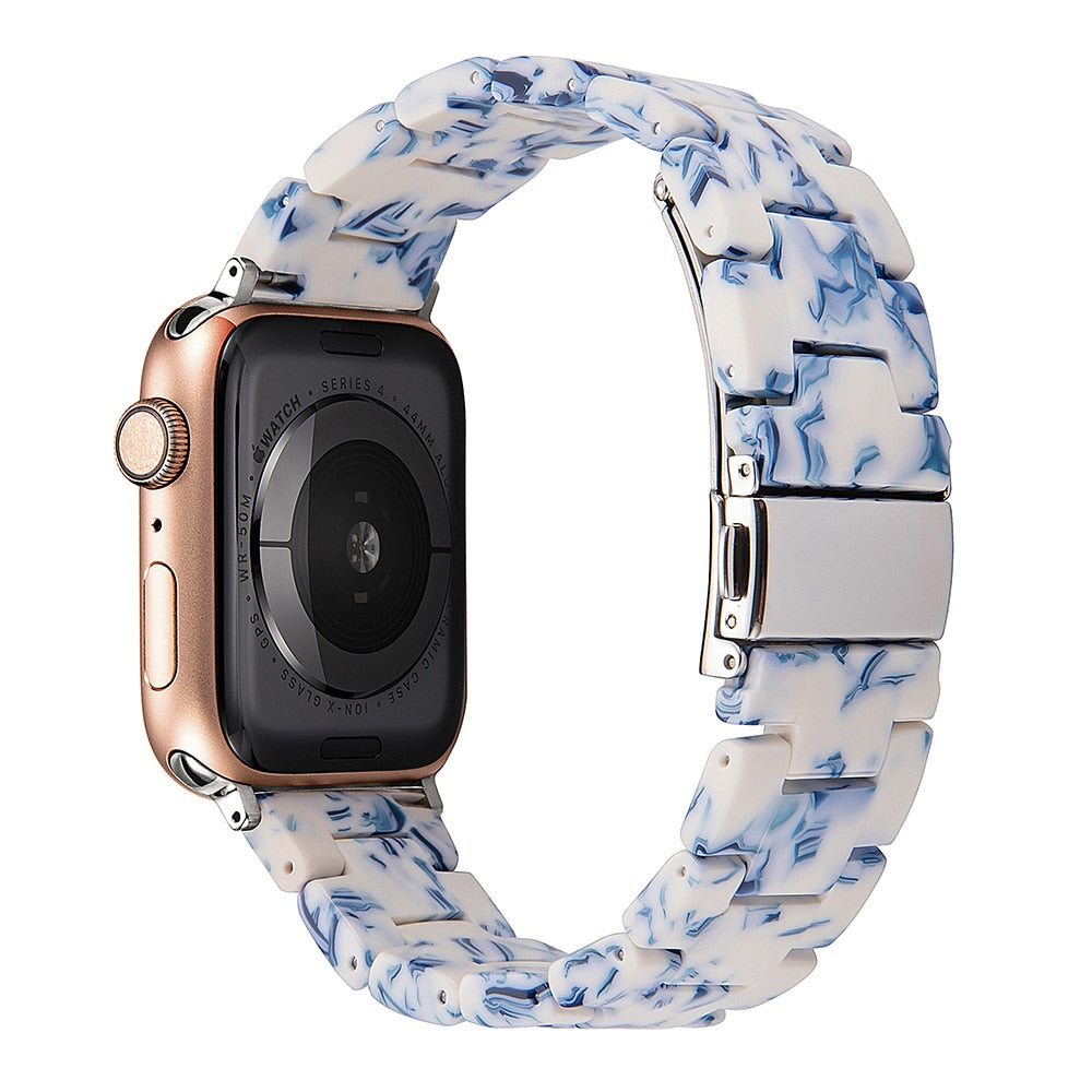 Correa de reloj de resina compatible con Apple Watch Series 10, 9, 8, 7, 6, 5, 4, 3, 2, 1 SE Ultra, accesorios de muñeca, pulsera de repuesto