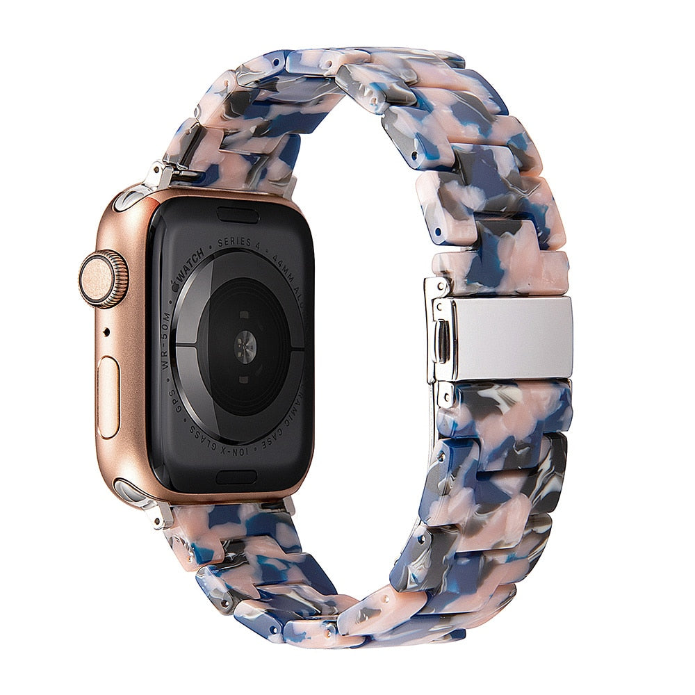 Correa de reloj de resina compatible con Apple Watch Series 10, 9, 8, 7, 6, 5, 4, 3, 2, 1 SE Ultra, accesorios de muñeca, pulsera de repuesto