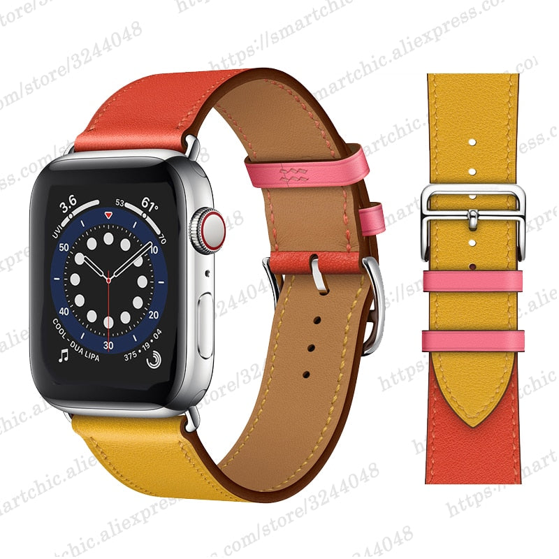 Correas de reloj de cuero genuino para Apple Watch Band 6 SE 5 4 3 2 1 44MM 40MM Serie 6 Pulsera de reloj 42MM 38MM para correas Iwatch