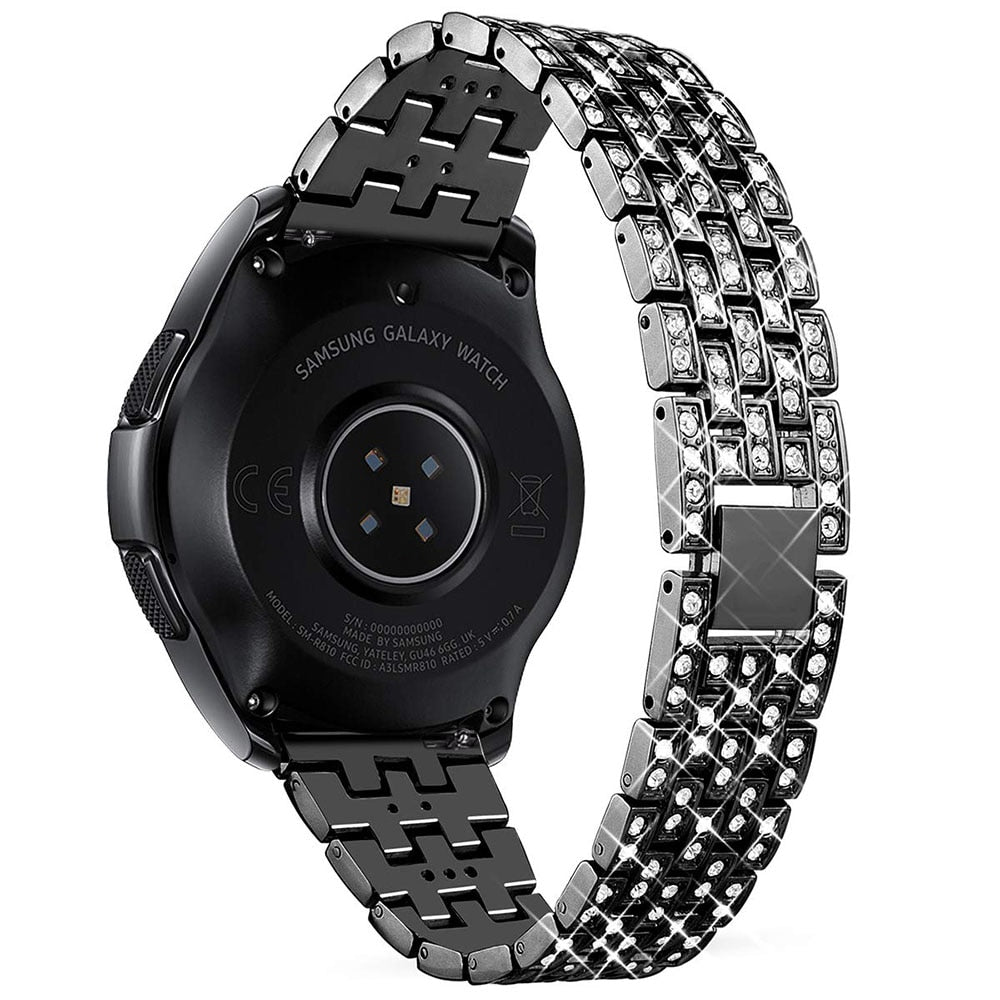 Correa de reloj de lujo premium compatible con Samsung Galaxy Watch 3 Active 2 Band 42 mm 46 mm Gear S3 Diamond Loop Steel para Xiaomi Amazfit Huawei