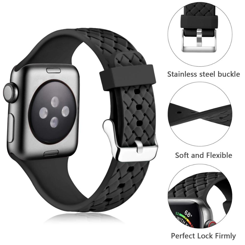 FDK Watch Bands Silicone Strap for Apple watch band 44mm 40mm 45mm 41mm 42mm 38mm Accessories Woven Pattern bracelet iWatch series 6 5 4 3 SE 7