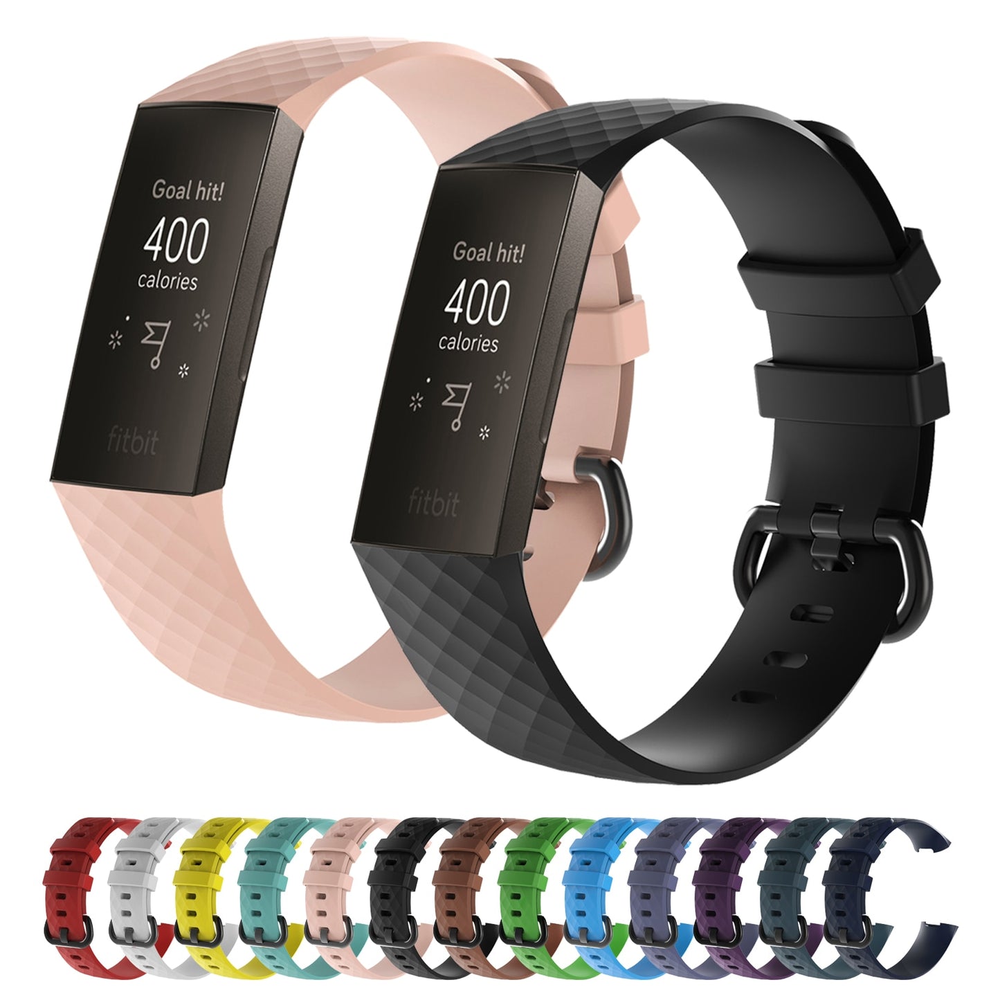 FDK Watch Bands For Fitbit Charge 3 4 Official Textured Silicone Wristband Bracelet Replacement Strap