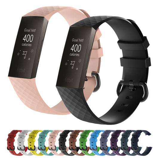 FDK Watch Bands For Fitbit Charge 3 4 Official Textured Silicone Wristband Bracelet Replacement Strap